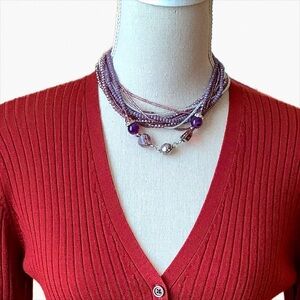 2/$30 VINTAGE Beaded Magnetic Purple/Silver 4 in 1 Necklace